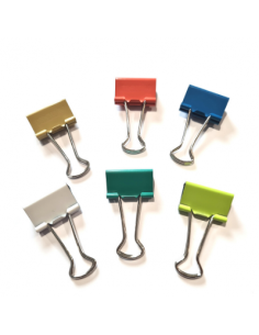 Lot de 6 pinces double-clip couleur tendance 25mm